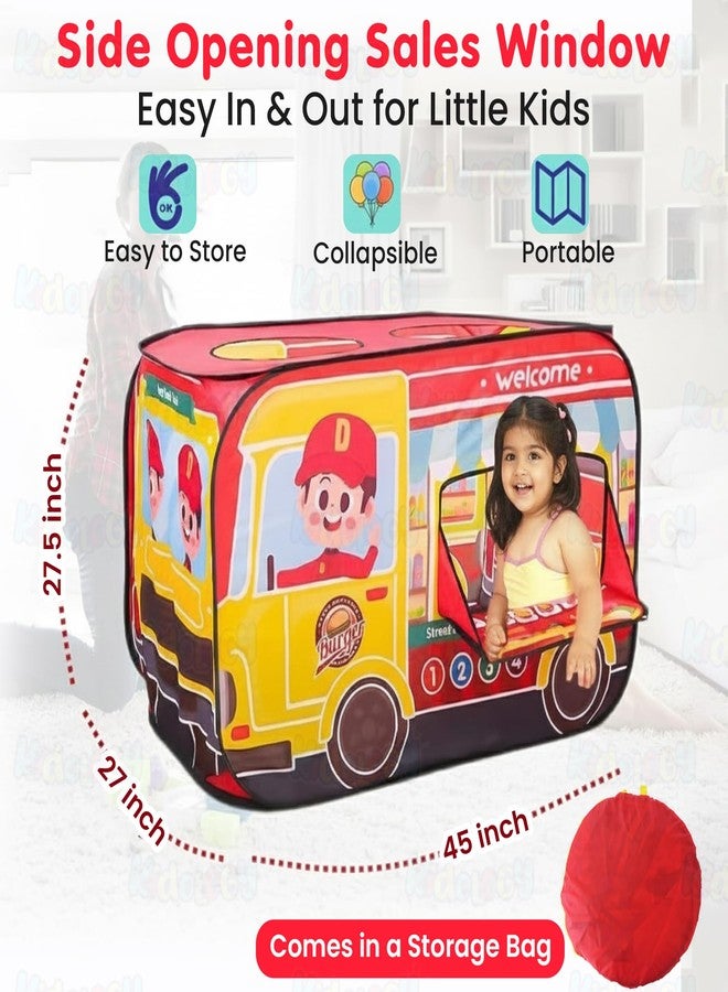 Kidology Food Truck Theme Play Tent House for Kids 2+| Large Foldable & Lightweight Indoor Outdoor Playhouse with Pretend Food Counter Setup Sticks | Role Play Activity Toy for Toddlers - Image 2